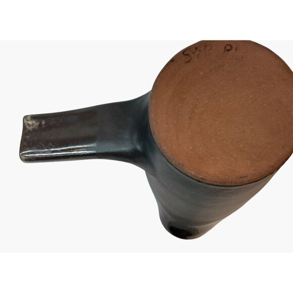 Stoneware Pitcher Cup Handle Pour Spout Yuzamashi Terracotta Stamped S P Rustic - Picture 6 of 9